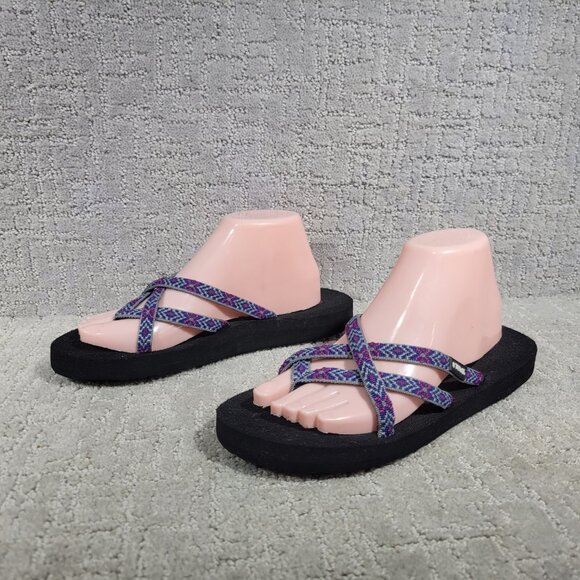 Teva Shoes - Teva Olowahu Women's Size US 9 Purple Black Slip On Flip-Flop Sandals 6840